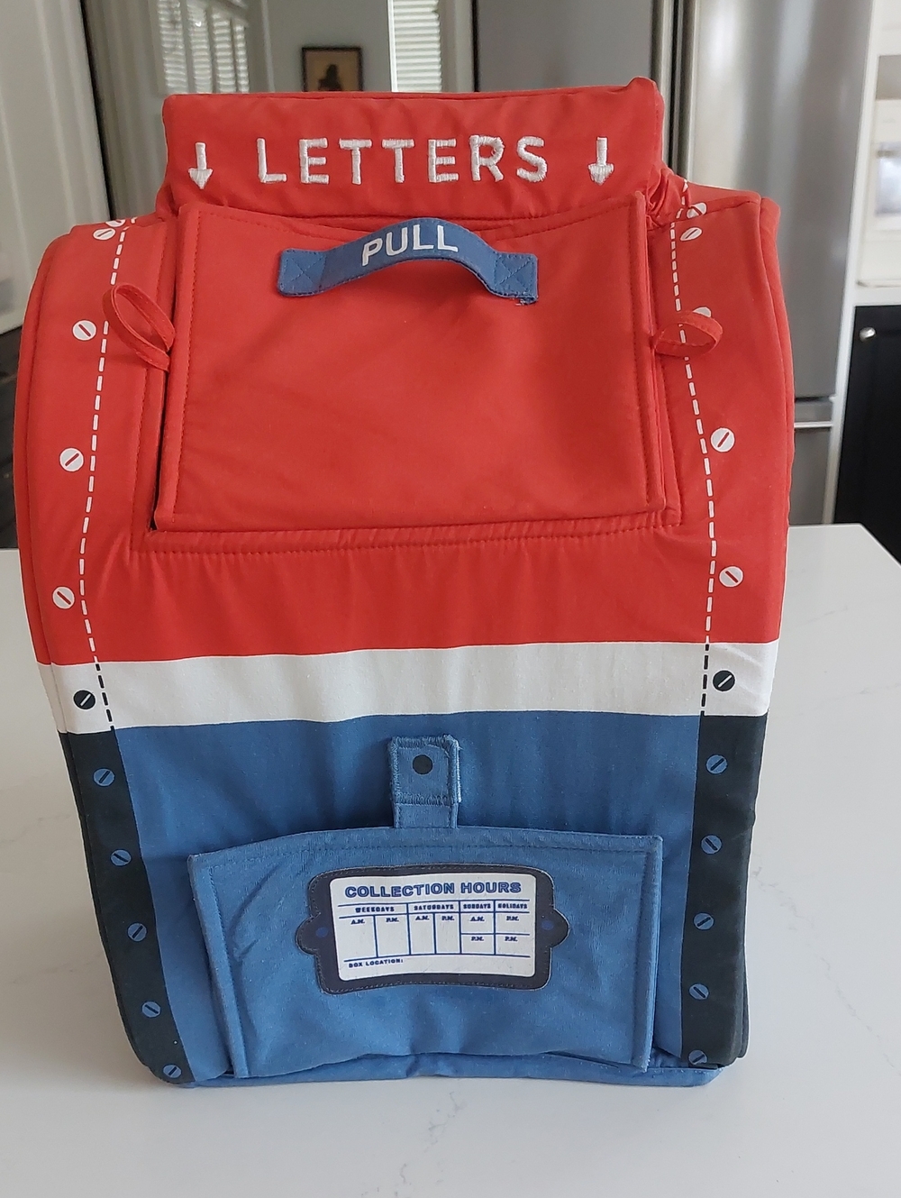 Novelty Mailbox Backpack - Red, Blue, White